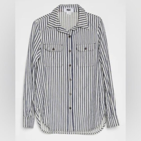 COPY Paige Striped Button Up Shirt Size Small - Picture 8 of 8